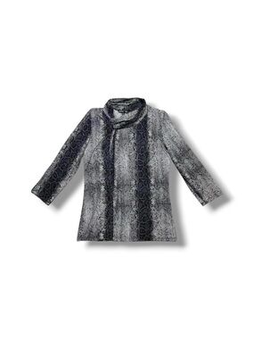 Color FX 2000s Y2K Snake Skin Animal Print Asymmetrical Cowl Neck Knit Top L